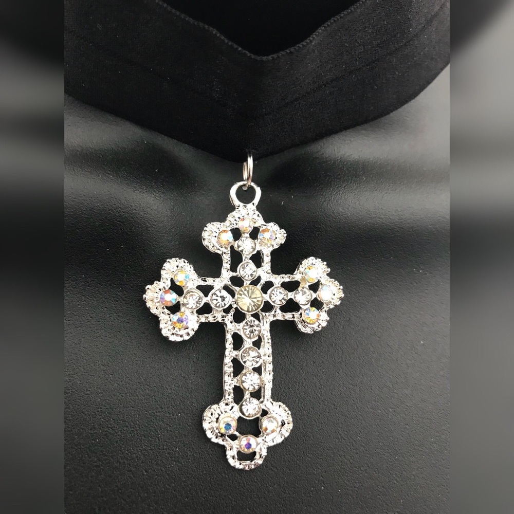 Silver plated Cross Choker
